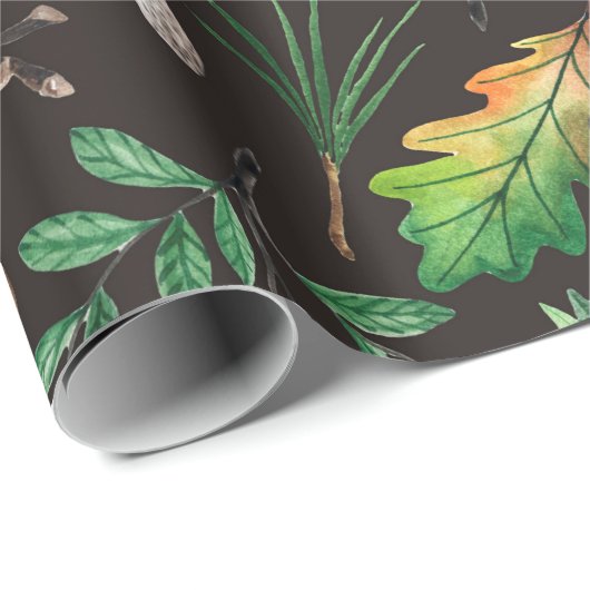 Naadloos patroon met paddenstoelen, noten, bladere cadeaupapier (Rol Hoek)