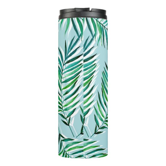 Naadloos patroon met palmvertakkingen. Waterverf h Thermosbeker (Achterkant)