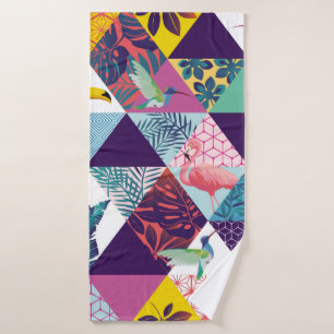naadloos patroon met papegaai, Toucans, Hummingbir Badhanddoek