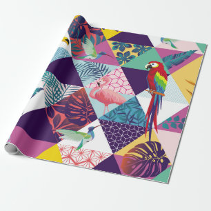 naadloos patroon met papegaai, Toucans, Hummingbir Cadeaupapier