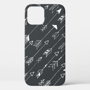 Naadloos patroon met pijlen op een zwarte achtergr iPhone 12 hoesje