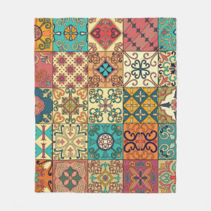 Naadloos patroon met portugese tegels in talavera fleece deken