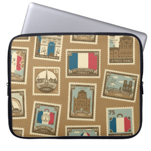 naadloos patroon met postzegels op het thema van laptop sleeve