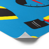 Naadloos patroon met racewagens. poster (Hoek)