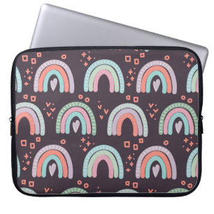 naadloos patroon met regenbogen en regendruppels laptop sleeve
