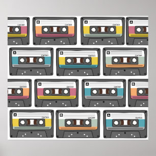 Naadloos patroon met retro-cassettebanden in dood poster