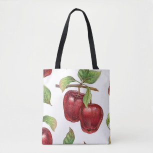 Naadloos patroon met rode appels. Realistisch vint Draagtas