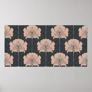 naadloos patroon met roze bloemen. Art. Poster