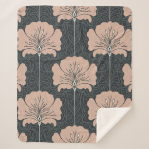  naadloos patroon met roze bloemen. Art. Sherpa Deken