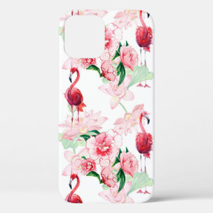 Naadloos patroon met roze flamingo iPhone 12 hoesje