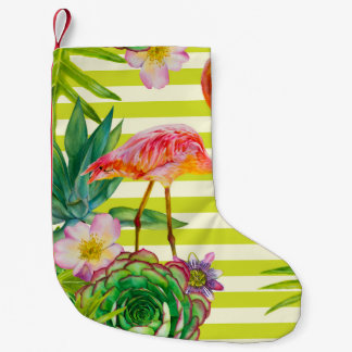 naadloos patroon met roze flamingo en exotische tr kleine kerstsok