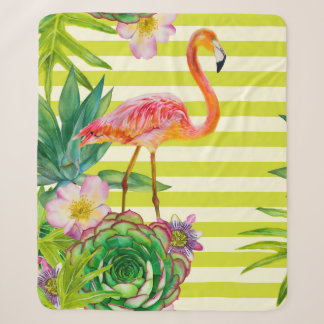 naadloos patroon met roze flamingo en exotische tr sherpa deken
