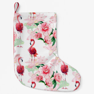 Naadloos patroon met roze flamingo kleine kerstsok