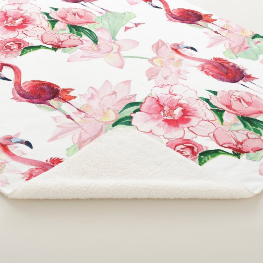 Naadloos patroon met roze flamingo sherpa deken (3/4)