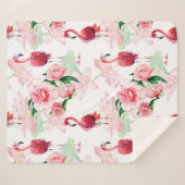 Naadloos patroon met roze flamingo sherpa deken (Voorkant (horizontaal))