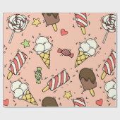 Naadloos patroon met schattig ijs en lolly's cadeaupapier (Vlak)