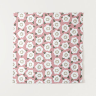 Naadloos patroon met schattige bloemen op roze ach wandkleed