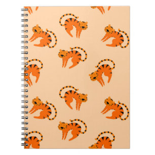 Naadloos patroon met schattige cartoon tijgers notitieboek