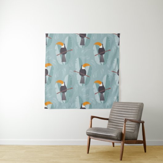 Naadloos patroon met schattige oerwouden papegaai wandkleed (In situ)