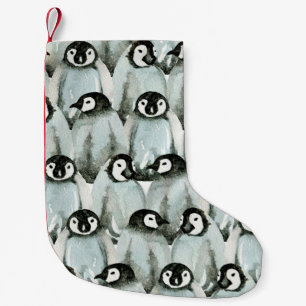 Naadloos patroon met schattige pinguïns kleine kerstsok