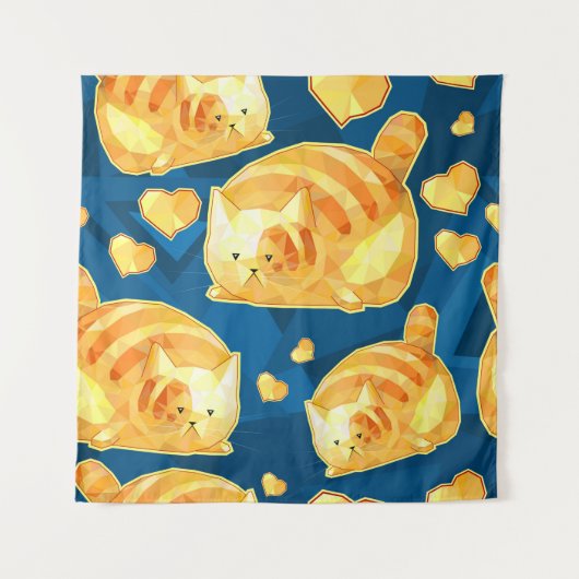 Naadloos patroon met schattige veelhoekige cartoon wandkleed (Voorkant)