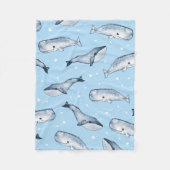 Naadloos patroon met schattige walvissen en sterre fleece deken (Voorkant)