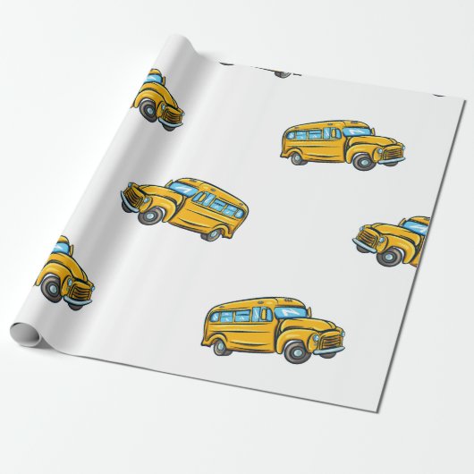 naadloos patroon met schoolbus, scho cadeaupapier (Uitgerold)