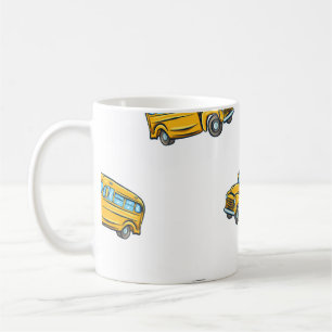 naadloos patroon met schoolbus, scho koffiemok