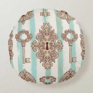 Naadloos patroon met  sleutels en sloten. Vrij Rond Kussen