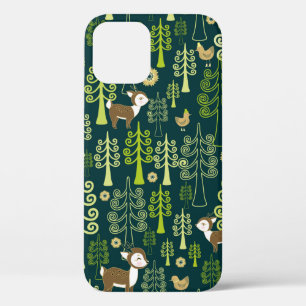 Naadloos  patroon met sprusbomen, gezwel iPhone 12 hoesje