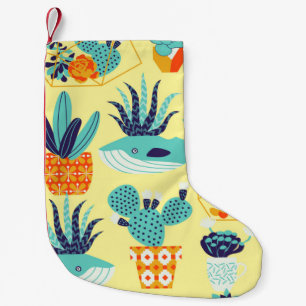 naadloos patroon met succulenten en cactu kleine kerstsok