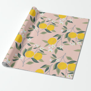 Naadloos patroon met takken van sinaasappels in bl cadeaupapier