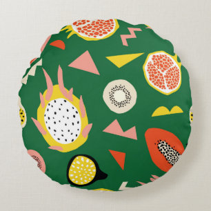 Naadloos patroon met tropisch fruit rond kussen