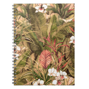 Naadloos patroon met tropische bladeren en bloemen notitieboek