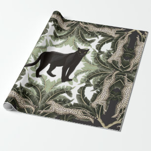 Naadloos patroon met tropische bladeren en dieren cadeaupapier