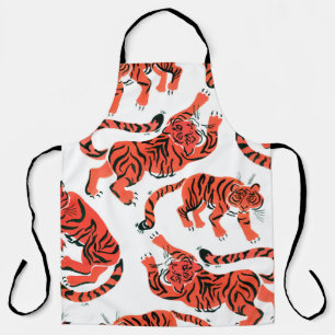Naadloos patroon met verf in gouache tigers bij schort