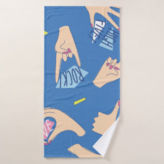 Naadloos patroon met verschillende handgebaren in  badhanddoek