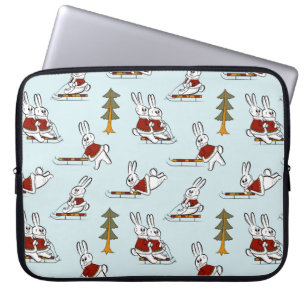Naadloos patroon met verschillende konijnen op de laptop sleeve