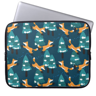 Naadloos patroon met verschillende schattige vosse laptop sleeve
