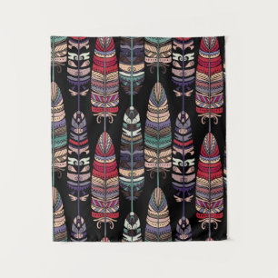 Naadloos patroon met vogelveren. Tribale kunst a Wandkleed