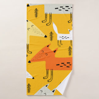 Naadloos patroon met vossen van cartoons, decor-el badhanddoek