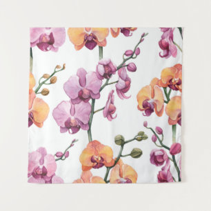 Naadloos patroon met waterverf orchidebloemen wandkleed