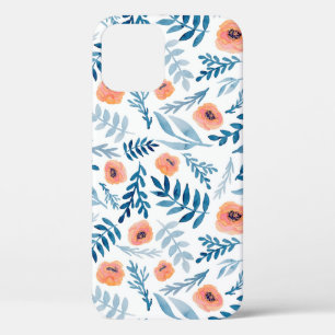 Naadloos patroon met waterverfrozen en blauwe bla iPhone 12 hoesje