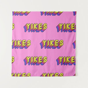 Naadloos patroon met woorden 'Yikes' op pi Wandkleed