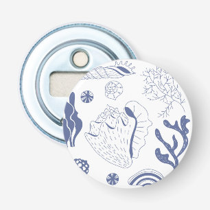 Naadloos patroon met zeeschelpen button flesopener