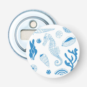 Naadloos patroon met zeeschelpen button flesopener