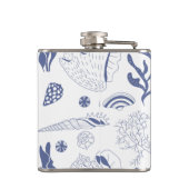 Naadloos patroon met zeeschelpen heupfles (Achterkant)