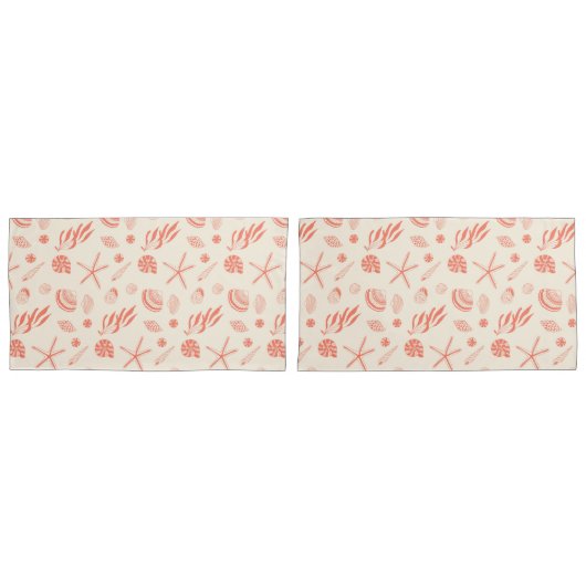 Naadloos patroon met zeeschelpen kussensloop (Voorkant-Set)