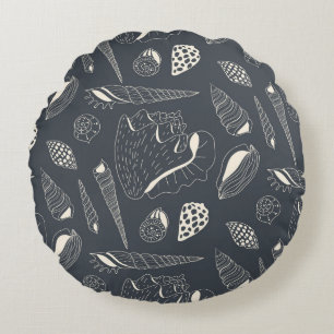 Naadloos patroon met zeeschelpen rond kussen