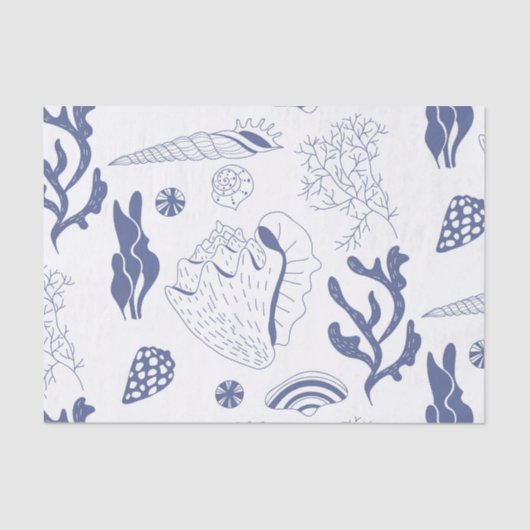 Naadloos patroon met zeeschelpen tissuepapier (Voorkant)